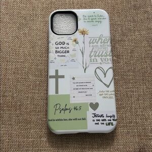 iPhone 14 Plus Case Green White Uplifting Message. See description 4 Compatible